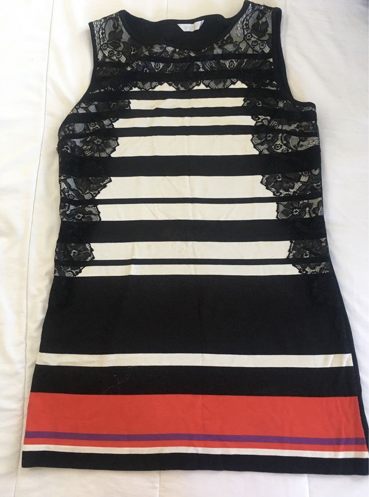 Vestido de riscas em algodao Promod