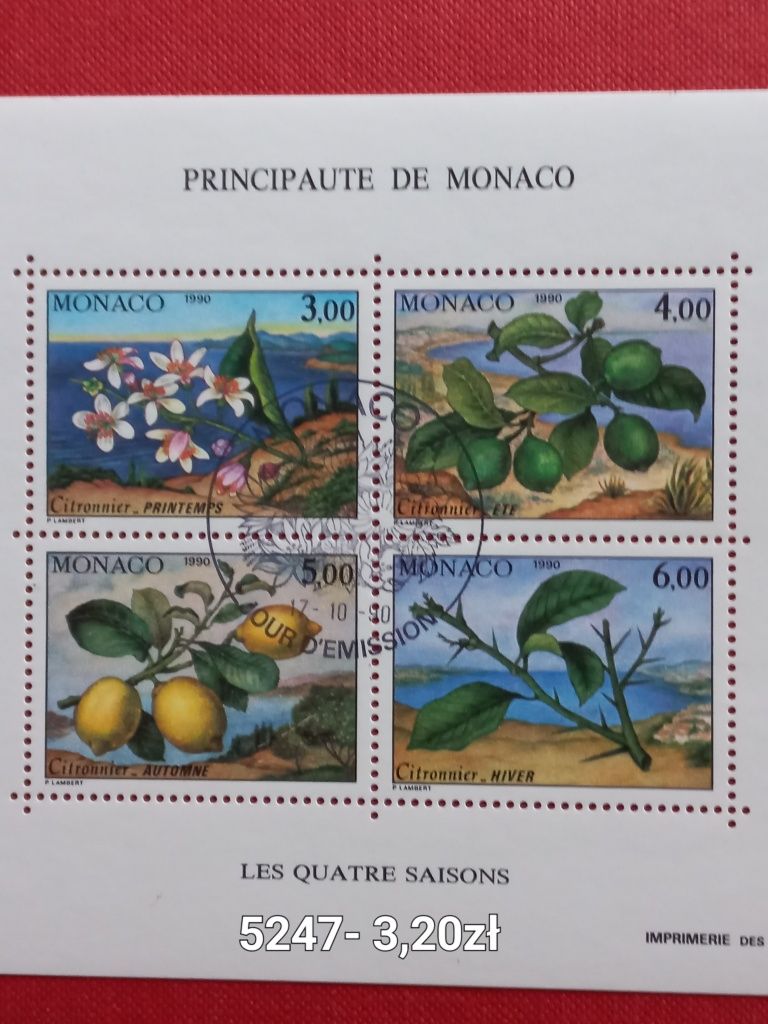 Znaczki pocztowe- fauna/Monaco -ptaki, kwiaty