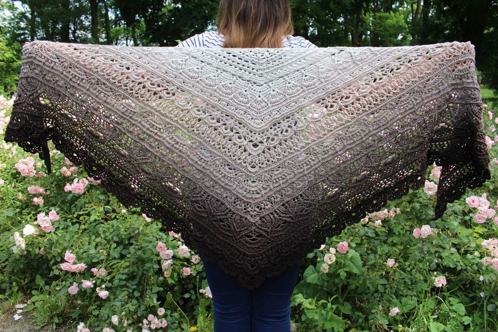 Chusta Ombre, ręcznie robiona na szydełku, szydełko, Handmade, Merynos