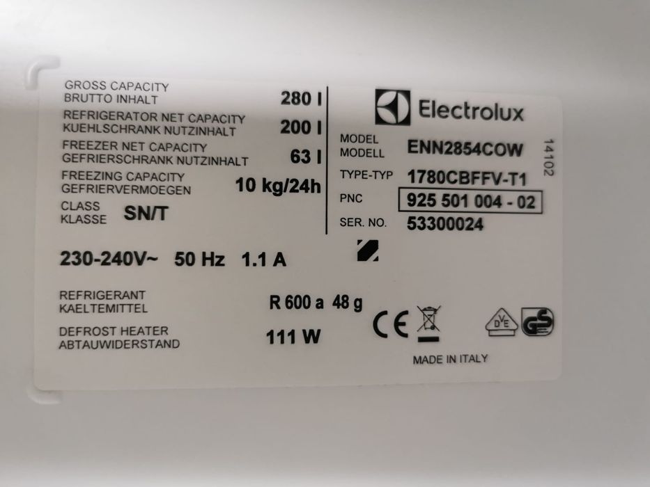 Lodówka elektrolux ENN2854COW  części