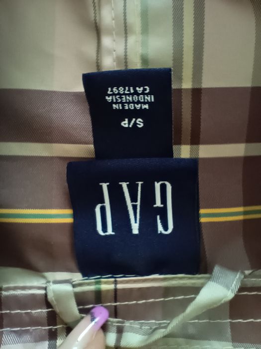 Płaszcz wiosenny Gap s 36 krata prochowiec różowy brąz beż