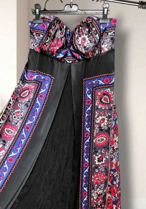 Шикарное длинное платье-сарафан из шелка в принт Monsoon, р. XS/S