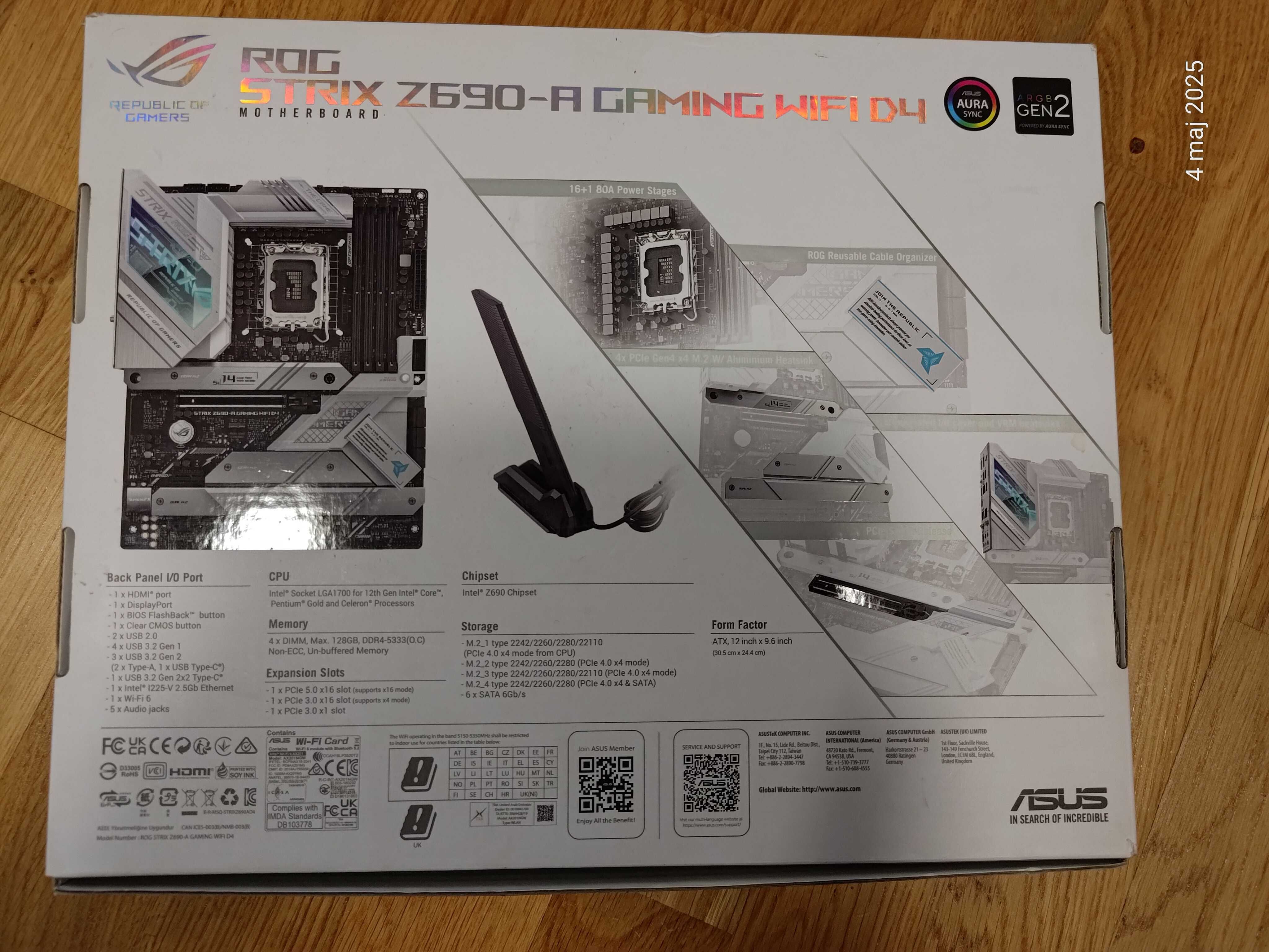 Płyta główna Asus Rog Strix Z690-A Gaming WIFI D4 Socket 1700