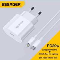 Швидка Зарядка для iPhone Essager 20W USB Type C, Quick Charge Кабель