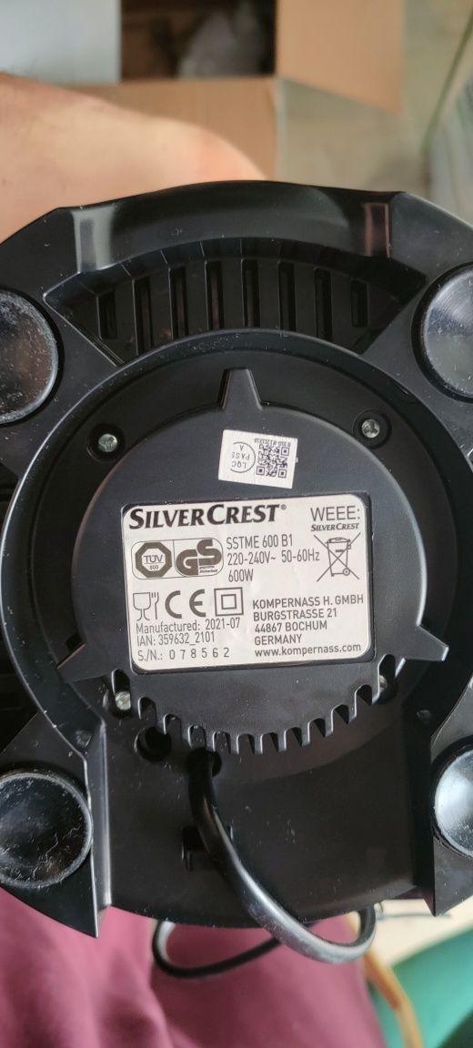 Blender kielichowy Silvercrest SSTME 600 B1 - sprawny, ale bez noża