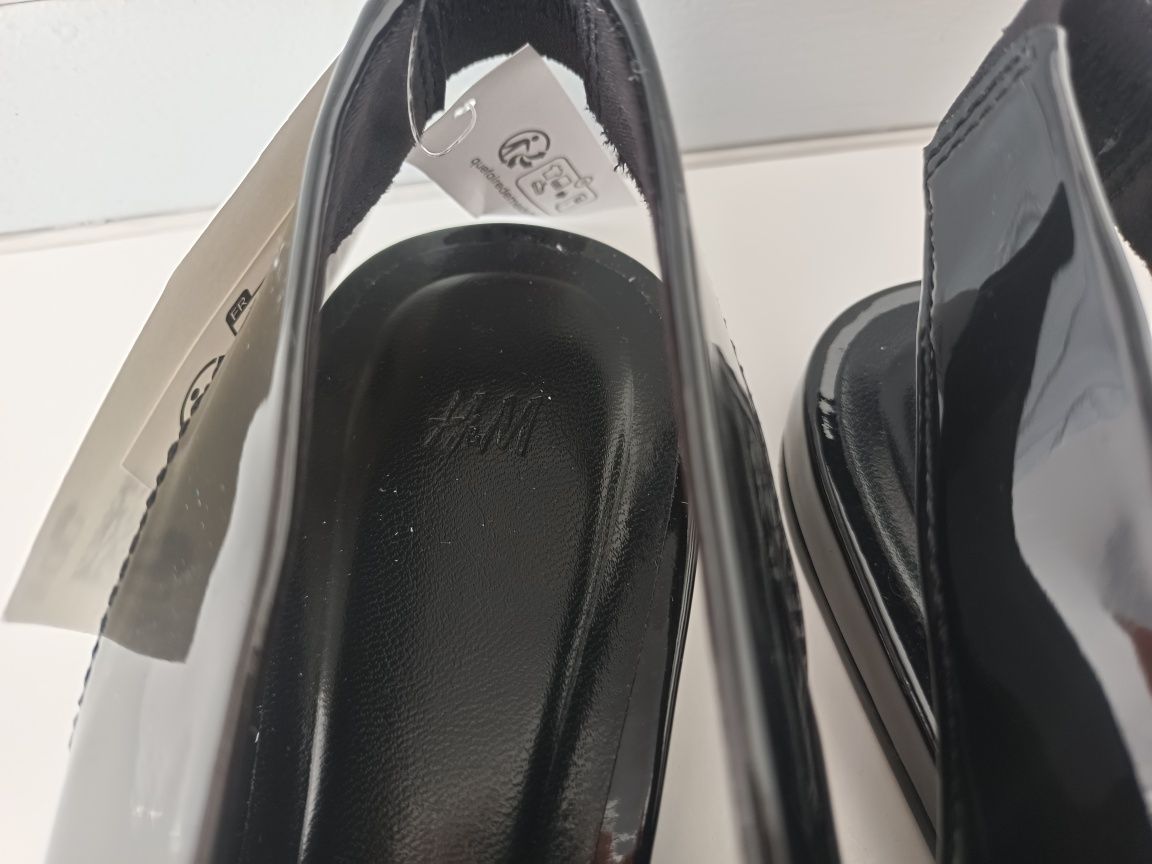 Czarne lakierowane baletki H&m