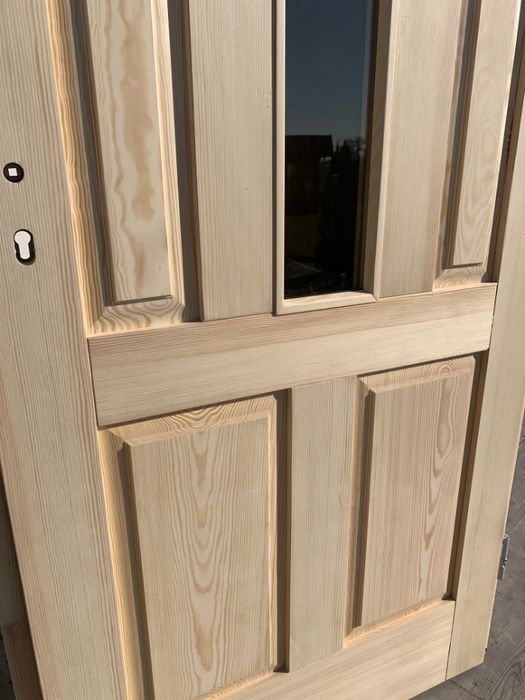 Drzwi zewnętrzne lite drewniane OD RĘKI sosnowe ocieplane CAŁA POLSKA