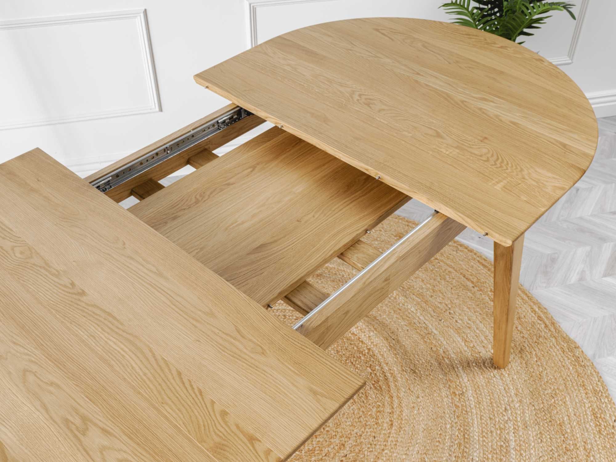 Drewniany owalny stół- dębowy stół rozkładany- dostawka chowana