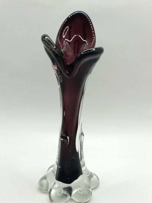 Wazon ametystów fioletowy z sękami szkło artystyczne