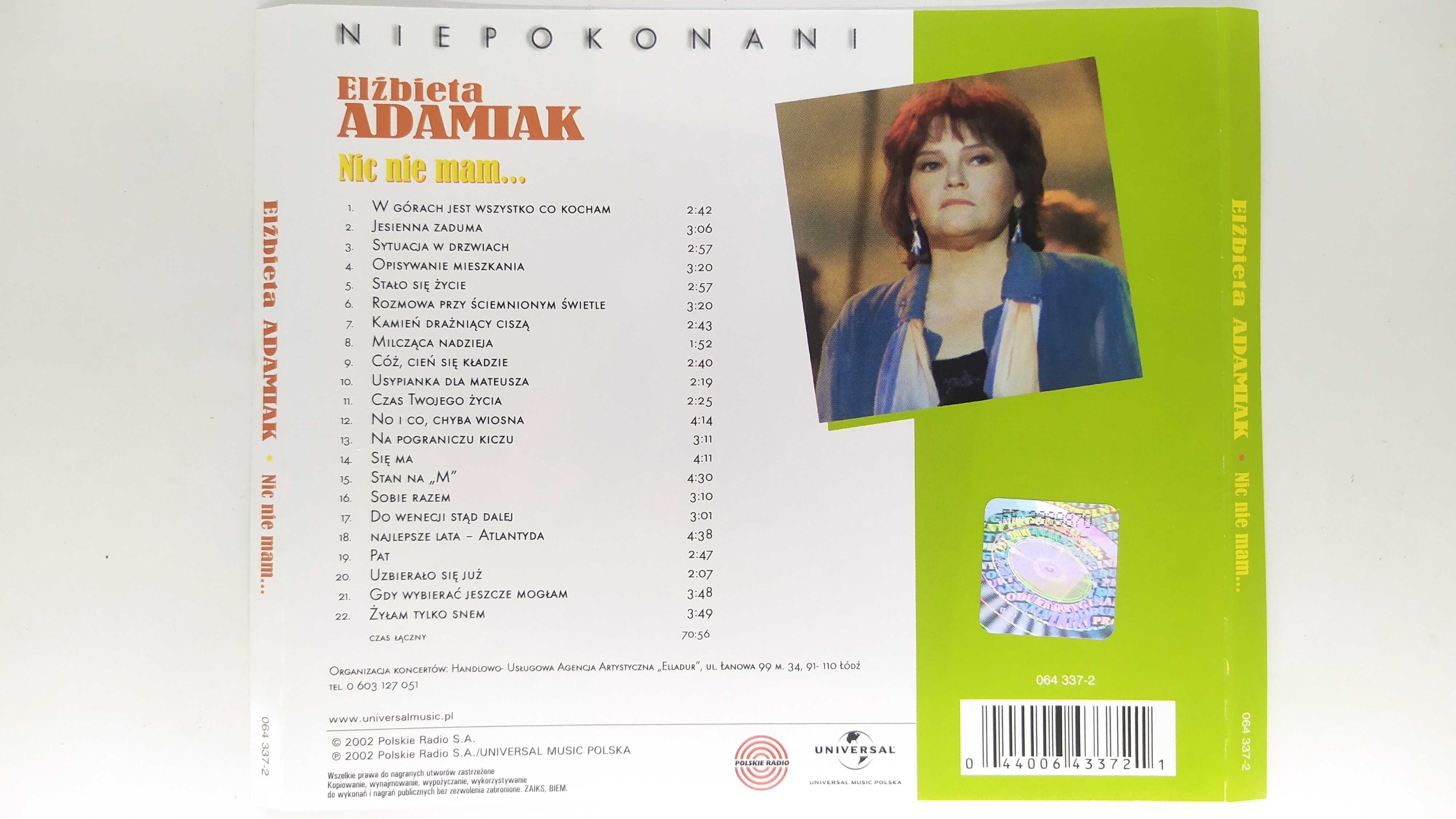 Elżbieta Adamiak Nic nie mam Niepokonani CD