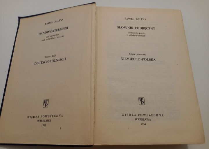 Słownik Podręczny Niemiecko-Polski Polsko-Niemiecki Paweł Kalina 1957