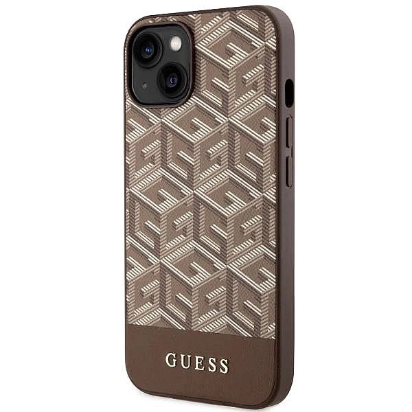 Etui Guess GCube Stripes MagSafe na iPhone 14 Plus - brązowe