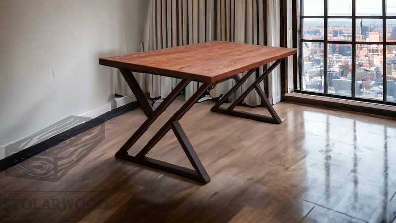 Stół CYTRYN żywica drewno metal krzesła do jadalni salonu i ogrodu