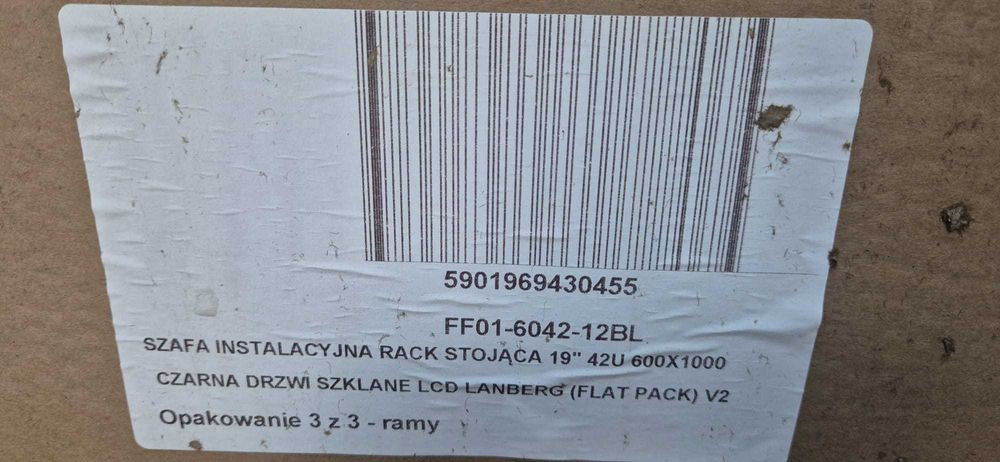 NOWA Szafa logiczna 19" 42U głębokość 1000mm LANBERG NOWA W PUDEŁKU!