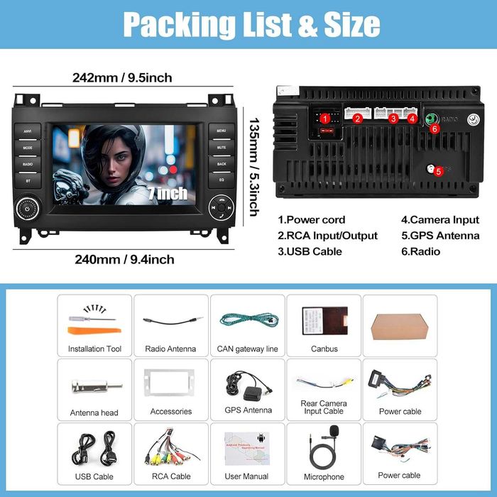 2G + 64G Android radio samochodowe Mercedes W169 B200 Vito Sprinter