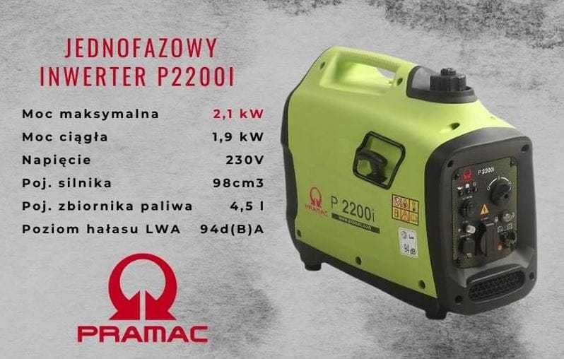 Agregat Prądotwórczy Inwerterowy 1,9 PRAMAC P2200I + OLEJ