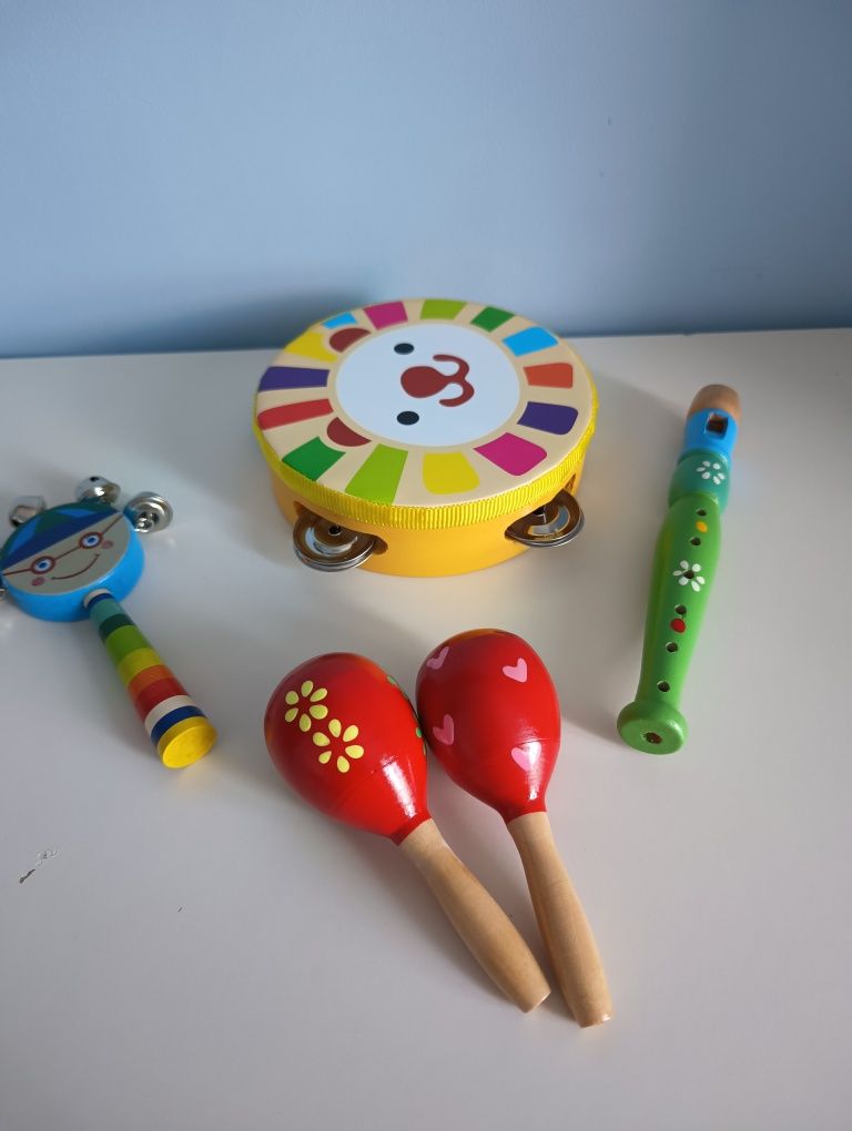 Drewniane instrumenty muzyczne dla dzieci, zestaw, montessori