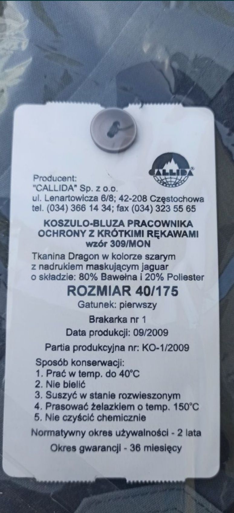 Koszulobluza pracownika OWC.Rozmiar 40/175.