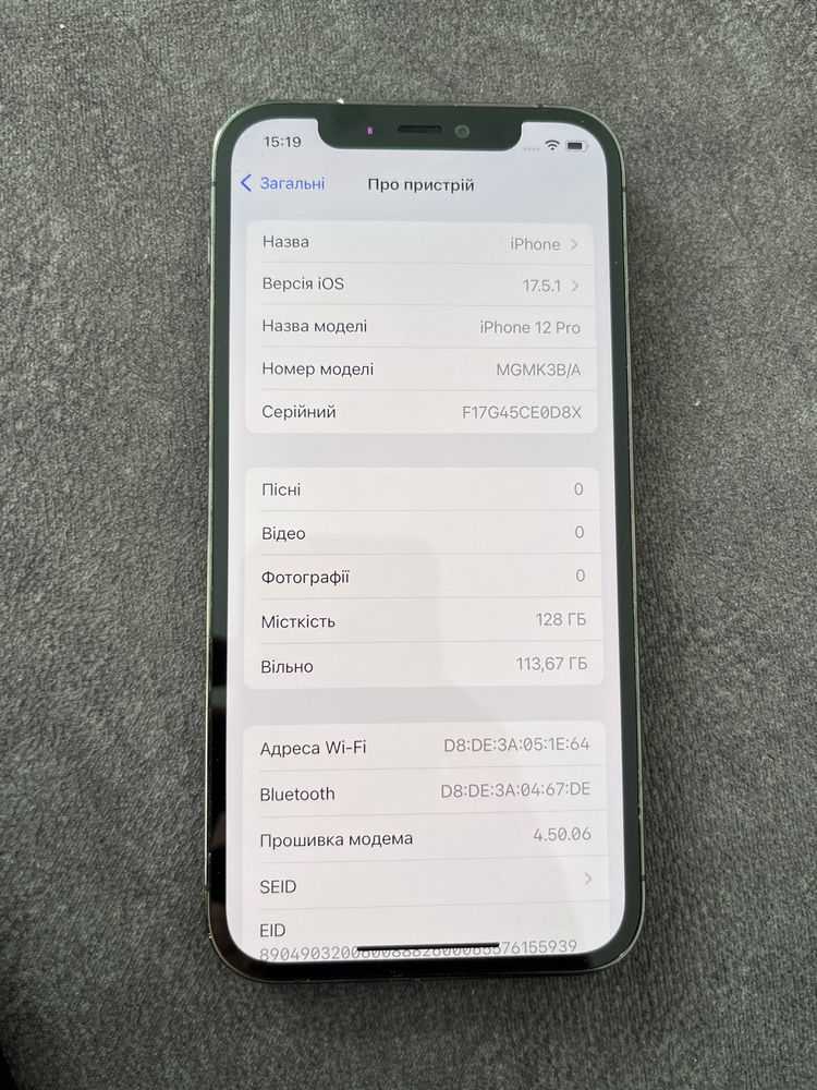 iPhone 12 Pro Graphite 128gb.