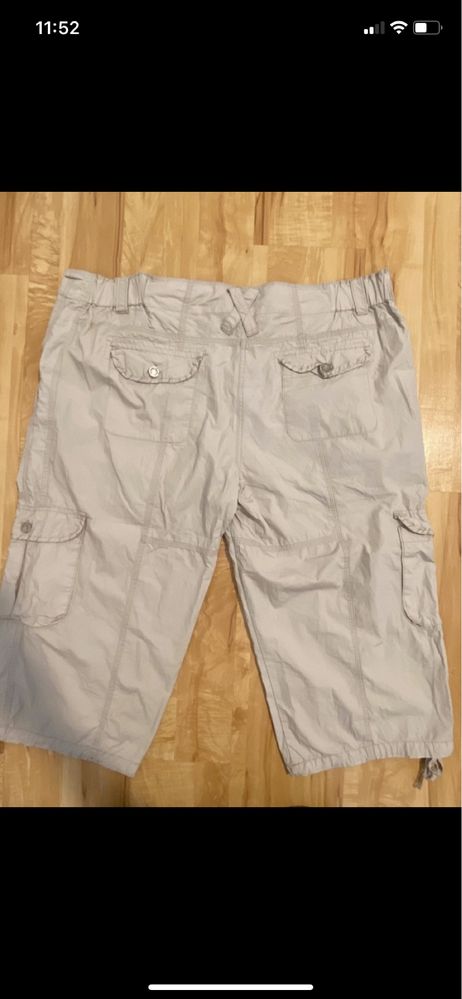 Queensize 48/ 50 beżowe damskie spodnie spodenki capri rybaczki cargo