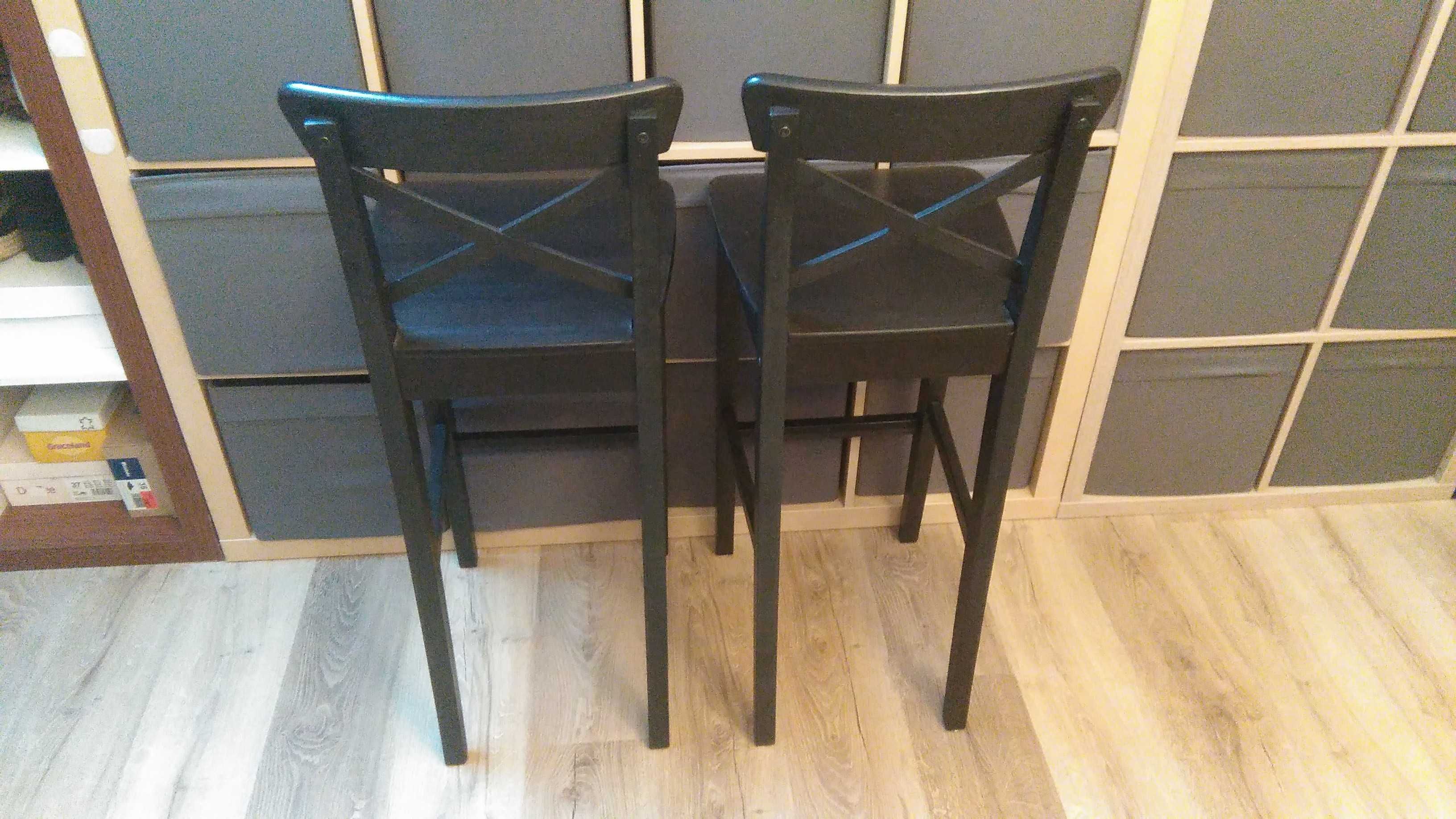 Sprzedam Stołki/Krzesła Barowe z Oparciem Czarne IKEA Model INGOLF