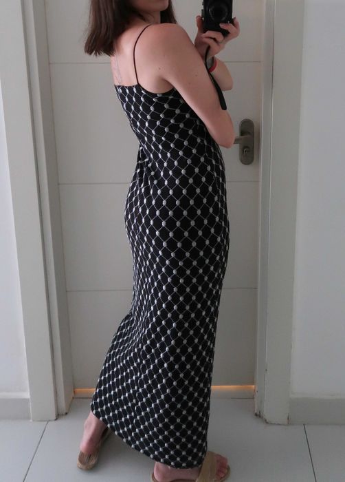 Czarna maxi sukienka vintage Fille a Suivre dopasowana na ramiaczkach