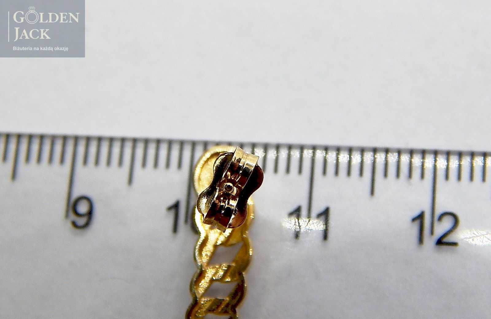 Złote kolczyki nausznice Pancerka sztyft białe złoto p 585 1,61g 2,3cm