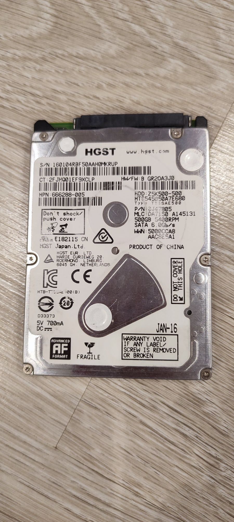 Жорсткий диск HGST 2.5 SATA Z5K500-500 500GB 5400RPM HTS545050A7E680