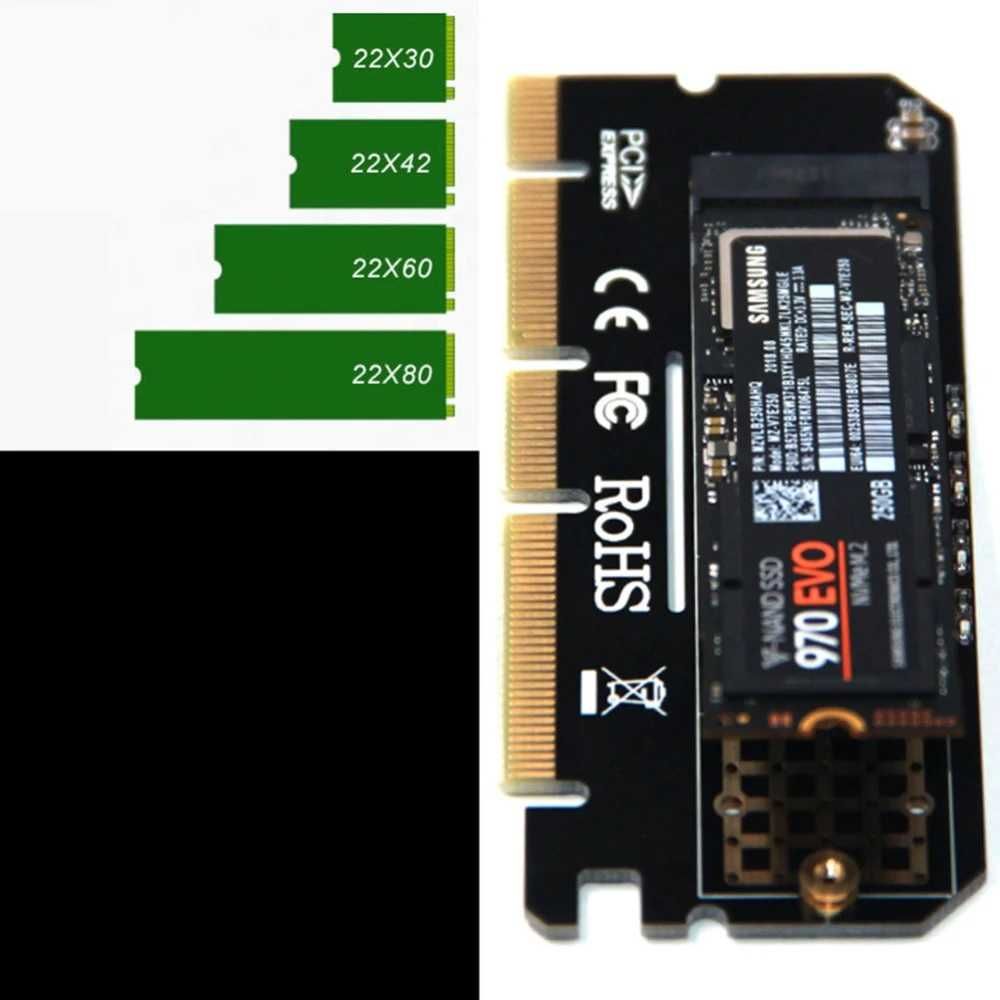 Адаптер M.2 SSD PCIe карта розширення NVMe PCI-E 3.0 x16 Riser