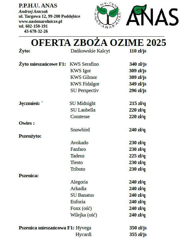 Pszenica ozima mieszańcowa F1 Hycardi kwalifikowany materiał siewny