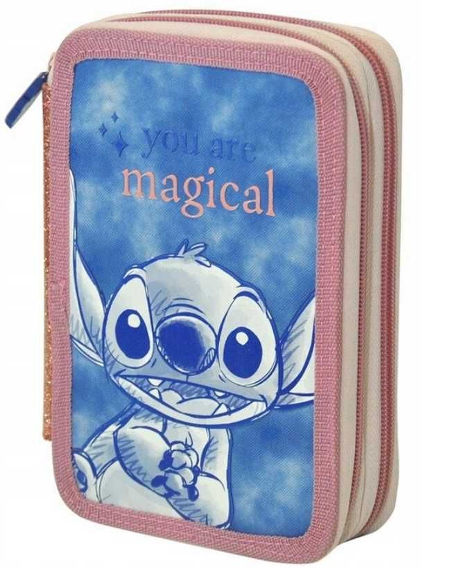 Lilo i Stitch piórnik rozkładany dwukomorowy z wyposażeniem przyborami