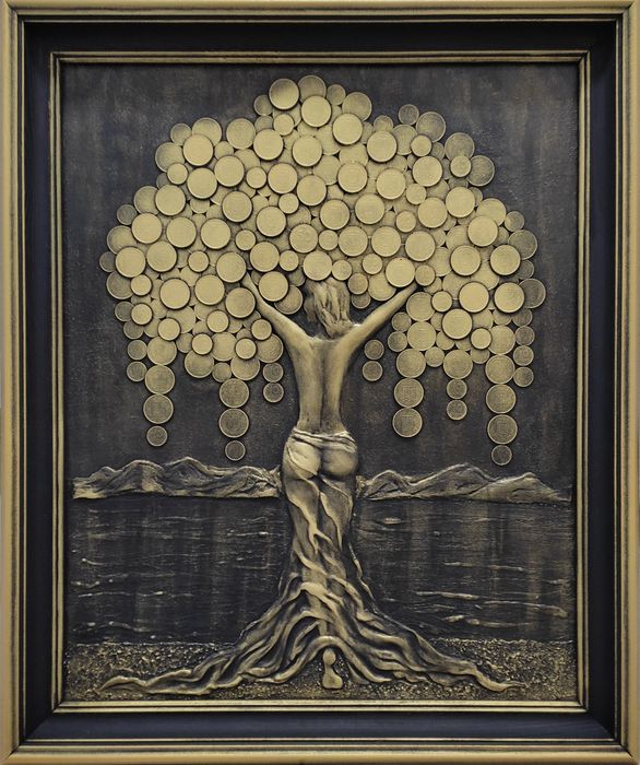 Денежное дерево подарок панно картина другу, начальнику,