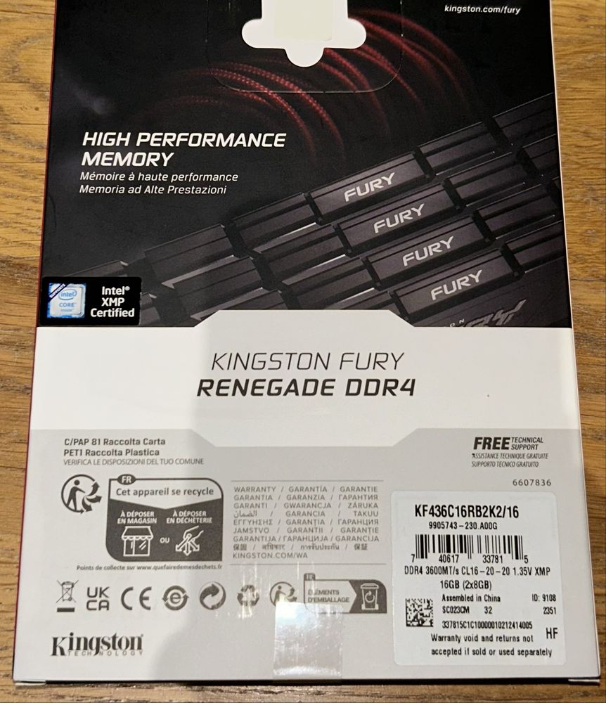 Pamięć RAM kości DDR4 Kingston Fury Renegade 16GB (2x8GB) 3600MHz