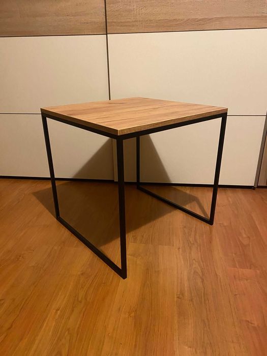 Stolik Loft blat Dąb Craft Złoty