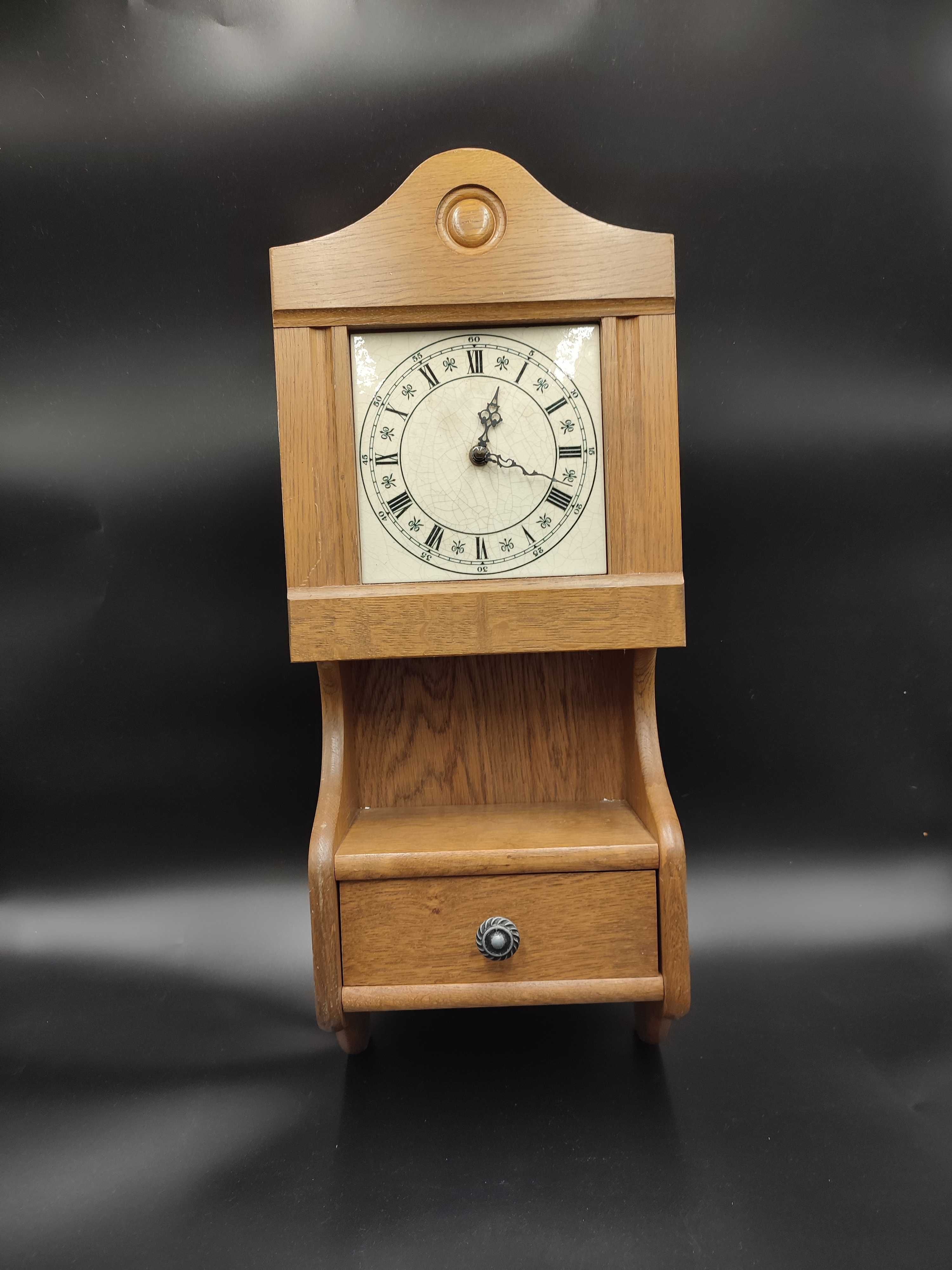 Zegar ścienny quartz  - Dąb - ceramiczna tarcza design vintage Nr2145