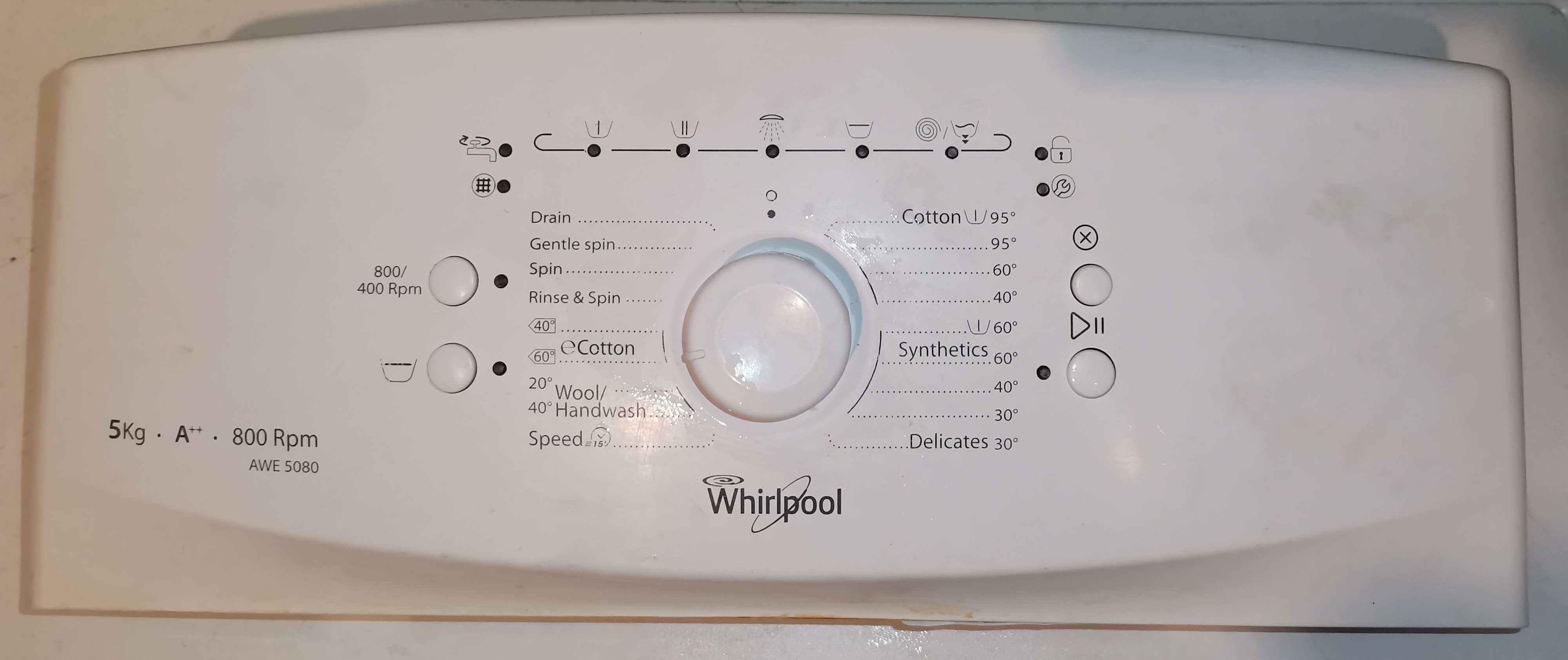 Стиральная машина
Whirlpool AWE 5080: панель, клапан, щётки, замок