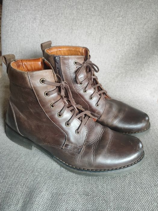 Trzewiki botki buty zimowe kozaki 42 męskie skórzane 28cm