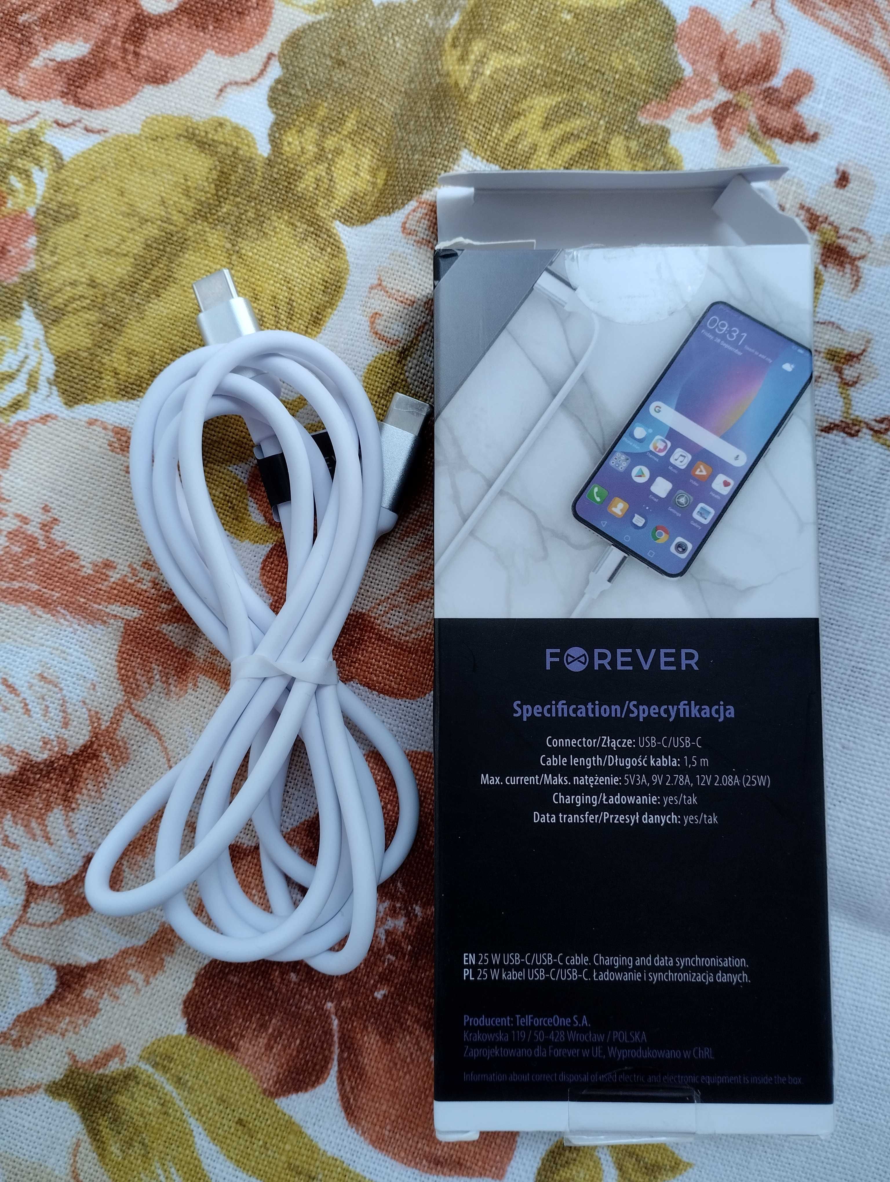 Nowy Kabel Forever HIGH Power USB-C / USB-C 25W  długość 1,5 m