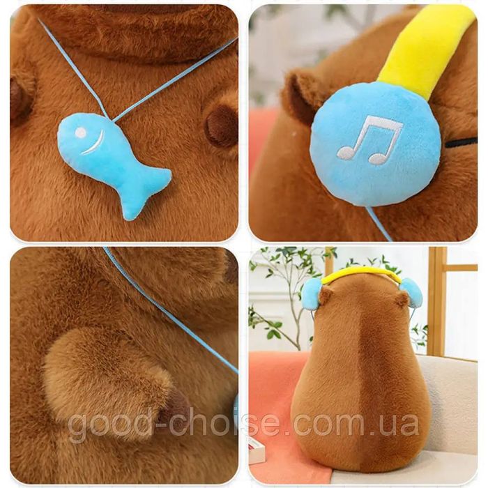 М'яка іграшка Капібара в навушниках 30см, Трендова іграшка Капібара