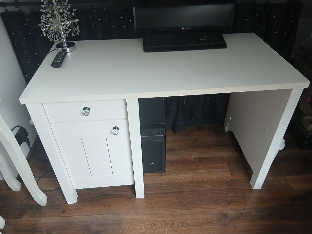 Biurko w stylu glamour białe 120 cm
