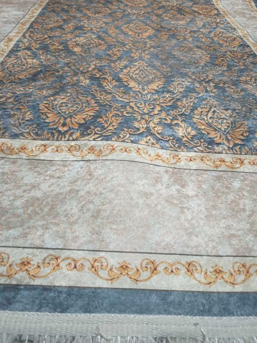 dywan 230x160 turecki ,antypoślizg, szybk ORNAMENT turkus/krem/złoto
