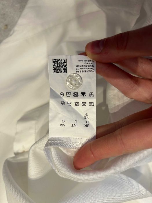 Hugo Boss _ Biała bawełniana koszula z krótkim rękawem L _ Regular Fit