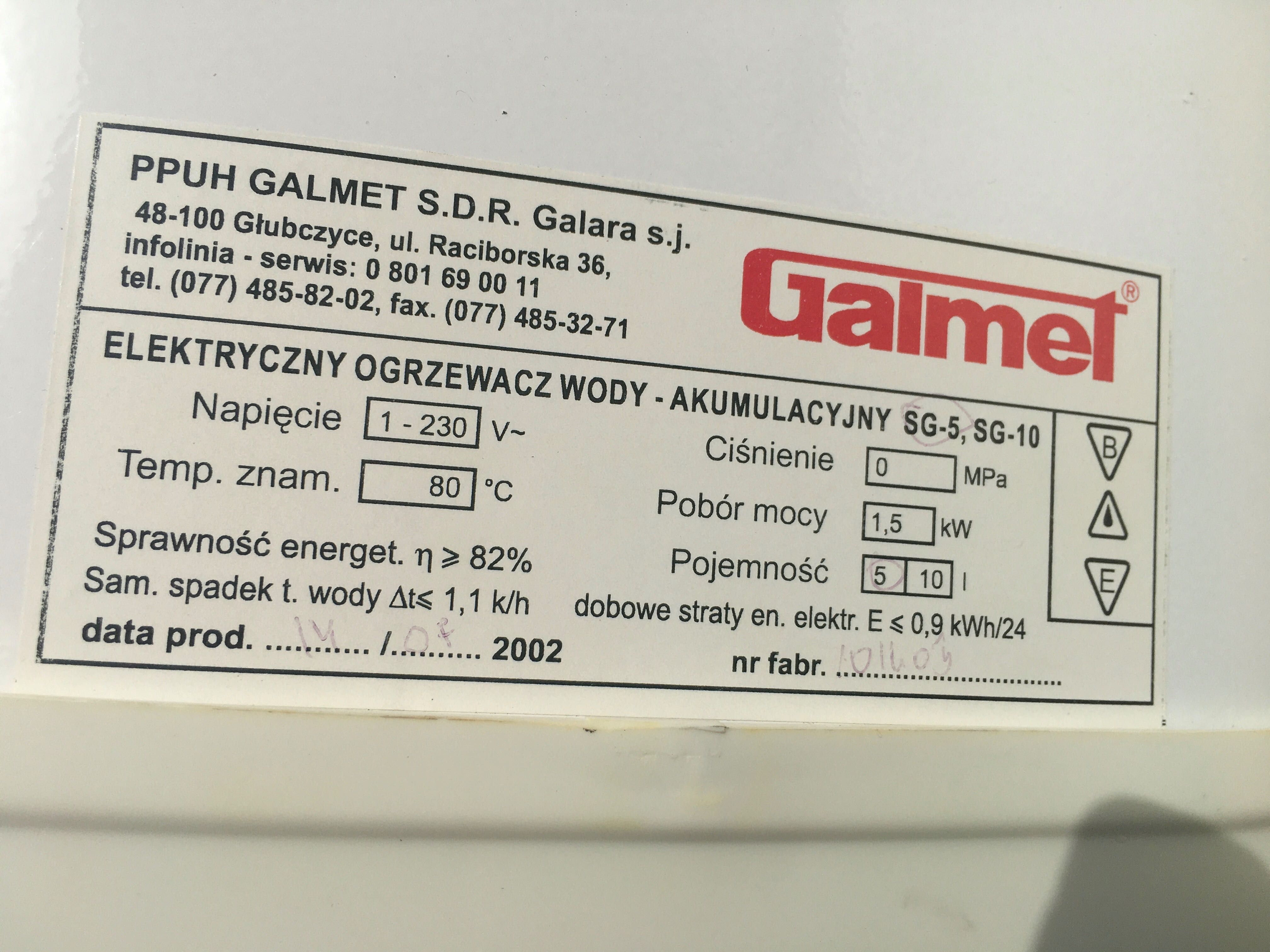 Nowy, elektryczny ogrzewacz wody, akumulacyjny, nadumywalkowy, 5l