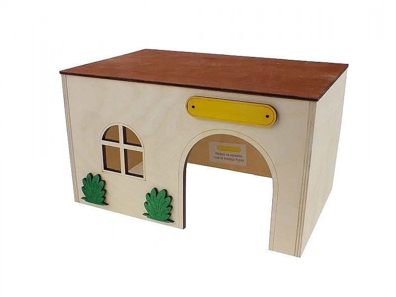 Drewniany domek dla świnki królika prosty dach P-29