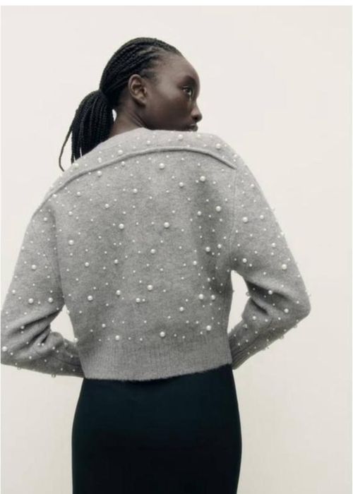 Кофтинка бомбер зіп худі Zara з перлинками блискітками стрази
