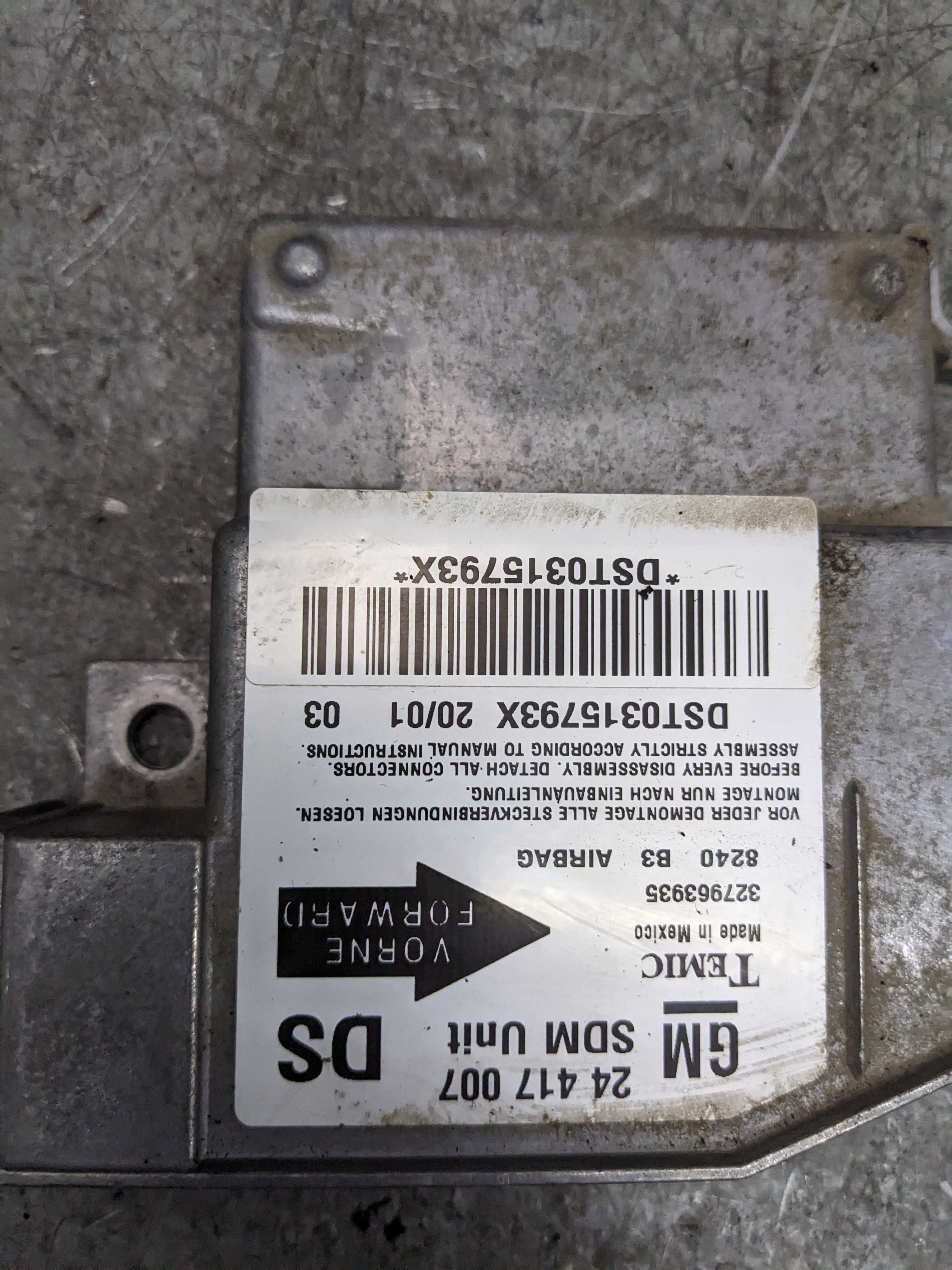 Opel Corsa C Moduł Sensor AIRBAG Poduszki Poduszek