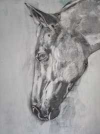 Koń w sztuce obraz, industrial,vintage, surowe wnętrze, portret konia