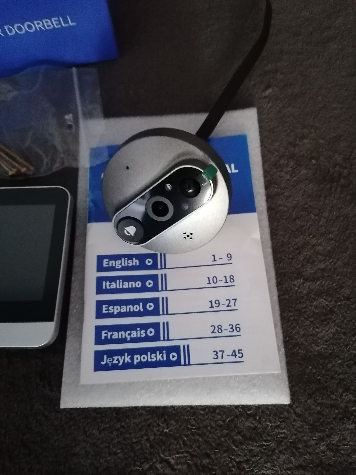 Wizjer wifi z kamerą wyświetlaczem lcd czujnikiem pir i dzwonkiem.