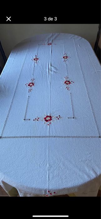 Toalha linho bordada
