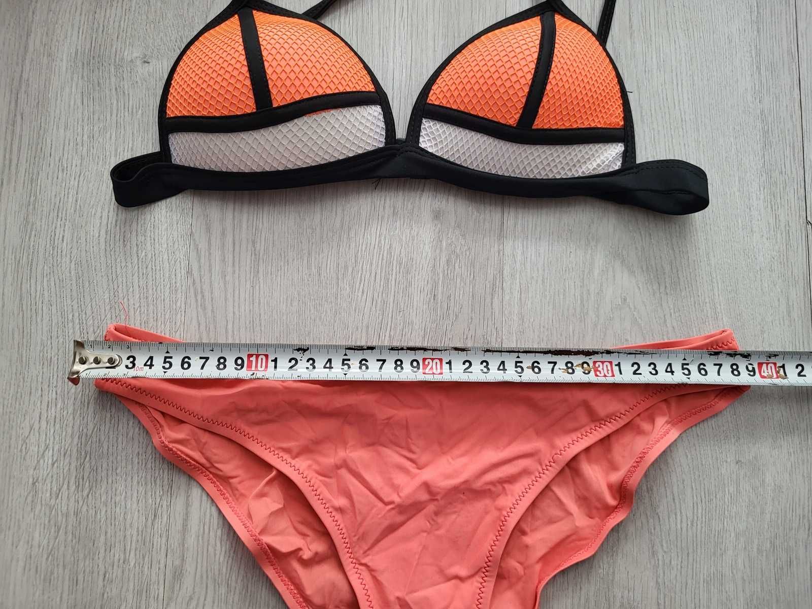 Koralowy / pomarańczowy nowy strój kąpielowy dwuczęściowy siateczka